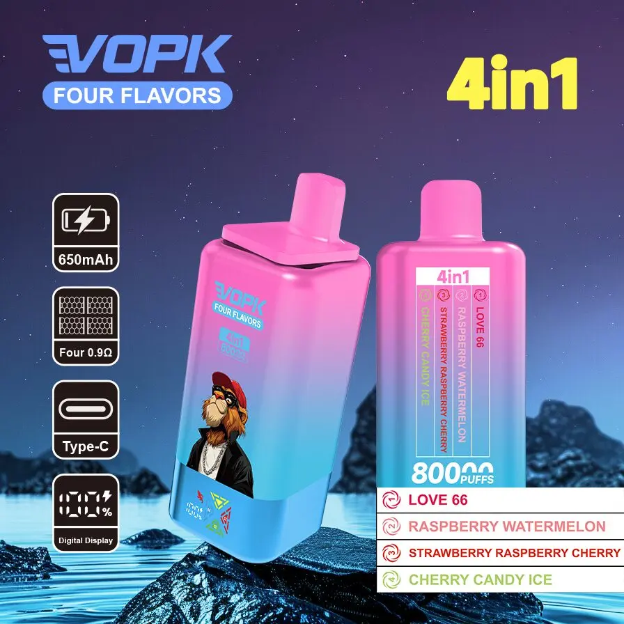 (New product promotion)Vopk Four Flavors 80000 80K Puffs 4 in 1 Flavors Newest Original Rechargeable LCD Display Disposable Vape