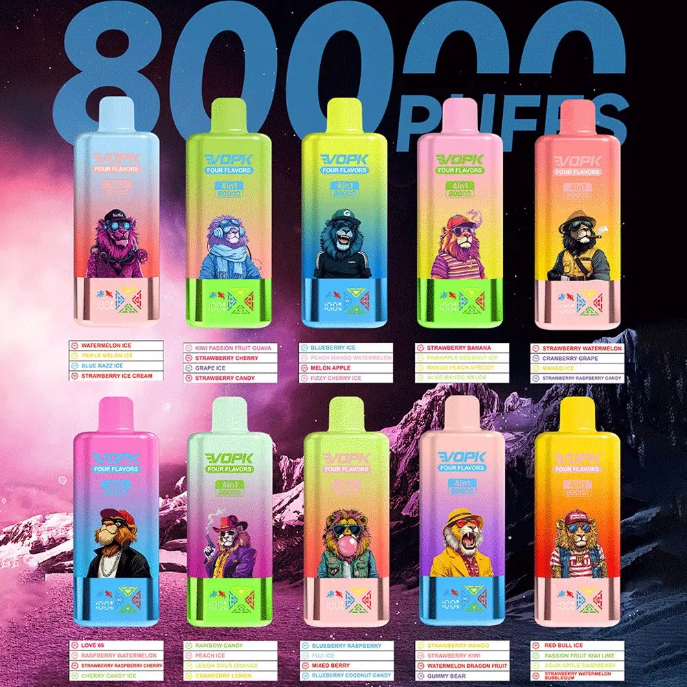 (New product promotion)Vopk Four Flavors 80000 80K Puffs 4 in 1 Flavors Newest Original Rechargeable LCD Display Disposable Vape