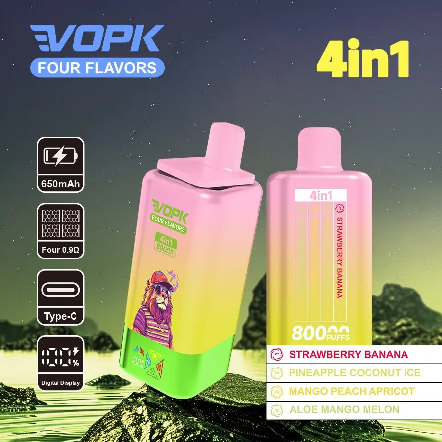 (New product promotion)Vopk Four Flavors 80000 80K Puffs 4 in 1 Flavors Newest Original Rechargeable LCD Display Disposable Vape