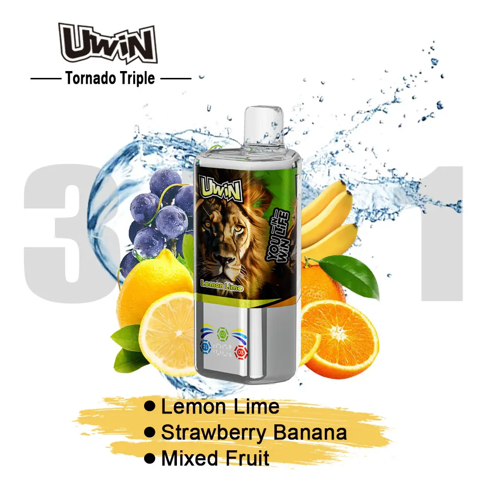 【New Arrive】Uwin Tornado Triple 60000 60K Puffs 3 in 1 Flavors Original Rechargeable LED Display Disposable Vape