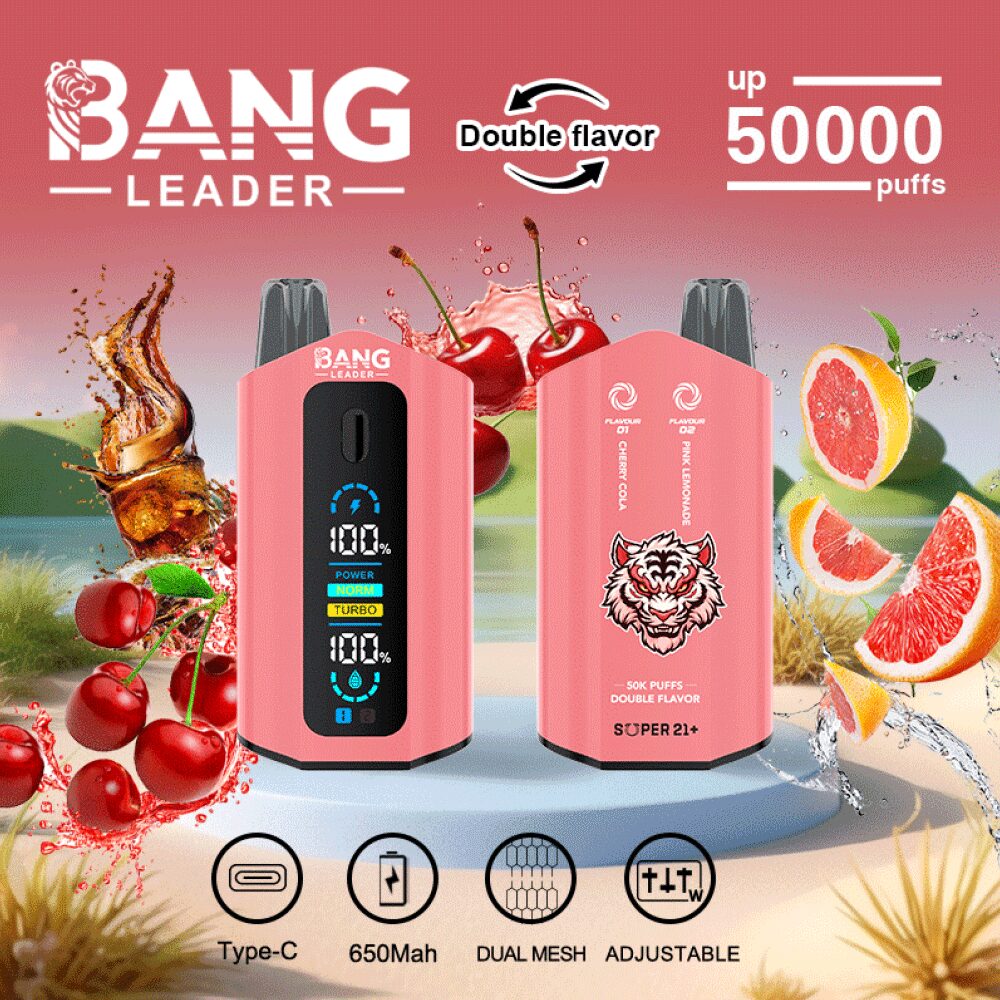 Bang Leader 50000 50K Puffs 2% 3% 5% Nicotine Double Taste LCD Display Disposable Vape(Box of 3)